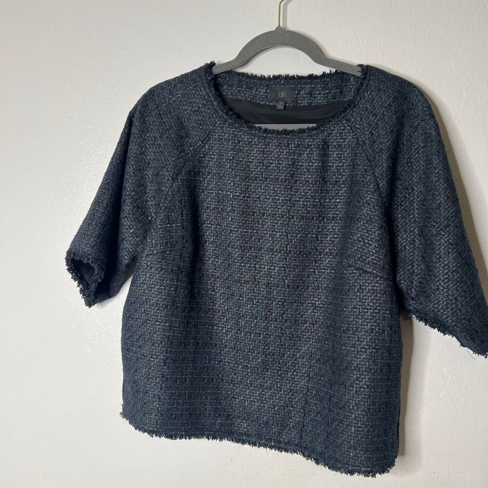 Banana republic charcoal grey tweed cropped short-sleeve top